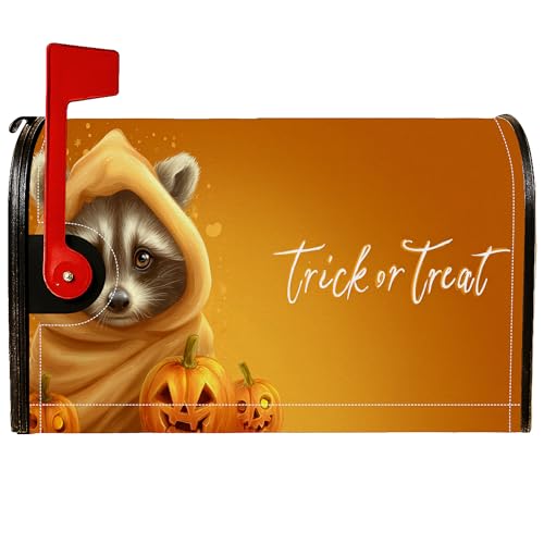 Coperture magnetiche per cassetta postale con procione, fantasioso cappuccio a forma di zucca in stile cartone animato, copertura arancione per Halloween per le vacanze, decorazione per giardino