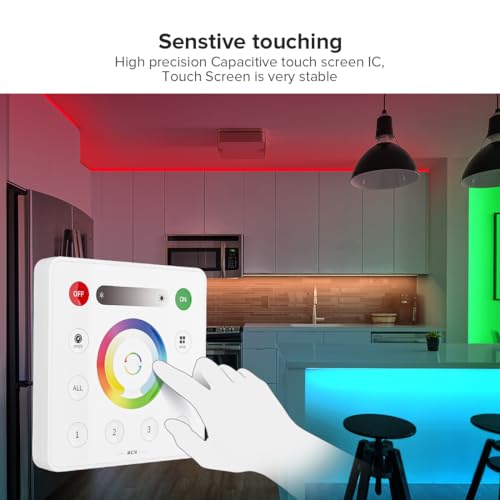 Image of BTF-LIGHTING RC4 RF Wireless LED Dimmer Remote | Sensitive Touch Slide Panel, Wall-Mountable for COB SMD PWM or SPI RGBCCT LED Strip Control Work with SP530E, SP630E
