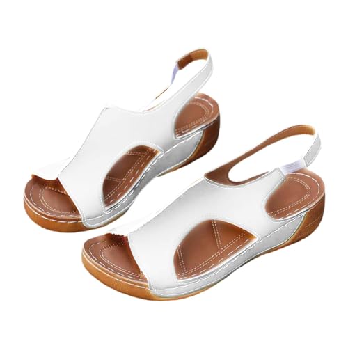 Sandalias de punta abierta Sandalias Sandalias Ultraligeras Sandalias Peeptoe Orthoptoe Sandalia Caminar Zapatos Mujeres Zapatos de Salud Sandalias de Cuña Sandalias de Trekking, Blanco, 39 EU