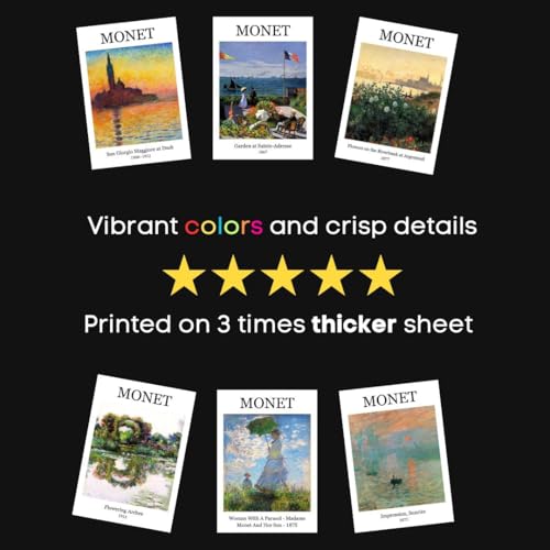 Image of Claude Monet Paintings Poster Mini Posters (Set of 15) Aesthetic Polaroids (8.6 x 6 cm) | Monet Painting | Posters of Monet's Flowering Arches, The Magpie, Vase de Fleurs Paintings & more | Monet Poster