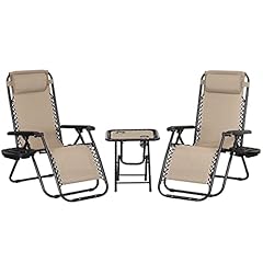 Totò Piccinni Set Bistrot 2 Sedie Sdraio GRAVITY e Tavolino pieghevole in textilene (Sabbia)