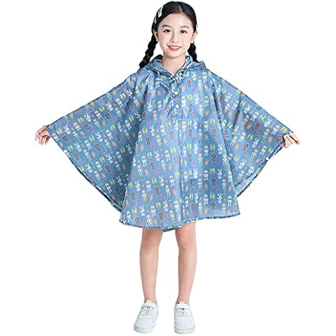 Ropa Impermeable para Niños Poncho Chubasquero de Lluvia Chaqueta Antiviento con Capucha y Botones Perro conejo Impreso Cover
