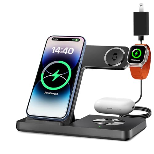 3 in 1 Charging Station for Multi Devices, Wireless Charger for iPhone 8-16 Series & Apple Watch, Wireless Charging Station for AirPods Pro/4/3/2