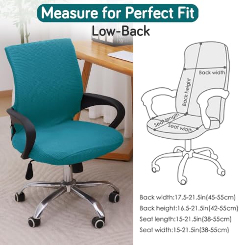 Image of HOKIPO Water Repellent Office Chair Cover for Desk Chair (Low-Back) - 210 GSM Stretch Jacquard - Washable, Durable & Anti-Slip - Fits Small & Low-Back Office Chairs, Teal (NEW-AR-6224-TEAL-S)