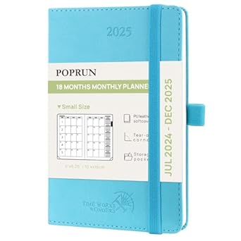 POPRUN Agenda De Poche 2025 16,5 X 9 Cm - Couverture Rigide, Petit
