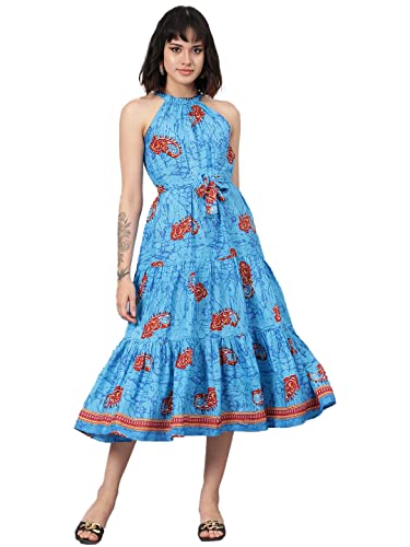 Image of KOTTY Polyester Fit and Flare Midi Women Dress
