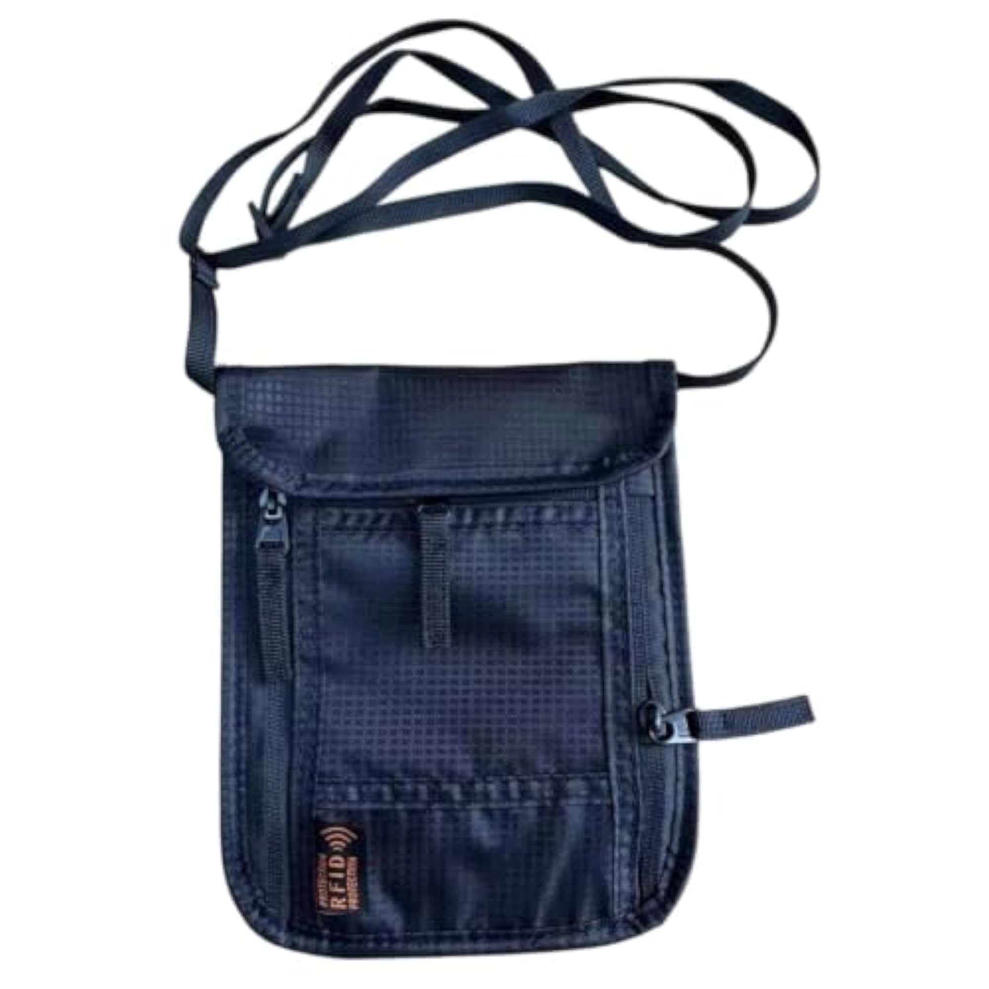 Slim Passport Holder with Neck Strap, Black