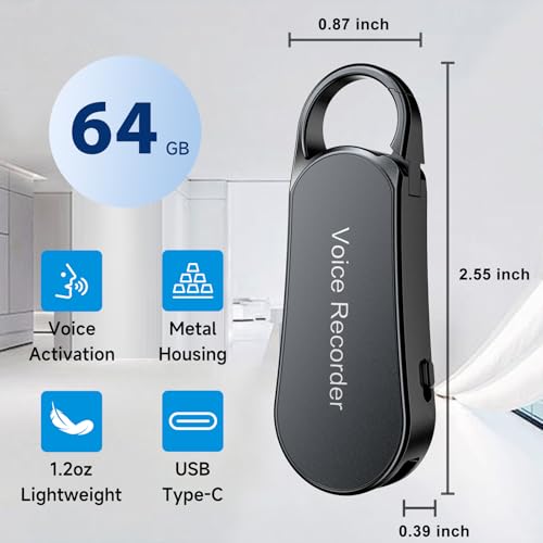 Image of 64GB Voice Recorder Professional & Portable, Tonnlog New Upgraded Noise Reduction HiFi Pure Sound Quality, 1536Kbps Activated Voice Recorder for Your Lectures Meetings Classes