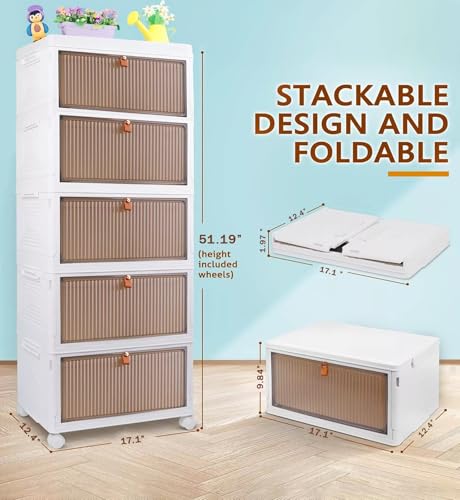 Image of YASONIC π± π§πΆπ²πΏ Foldable Plastic Rack for Storage /Kitchen Cupboard /Versatile and Sturdy Wardrobe for Clothes /Multipurpose Storage Organizer /Closet for Bedroom /Living Room /Laundry Room (Beige)
