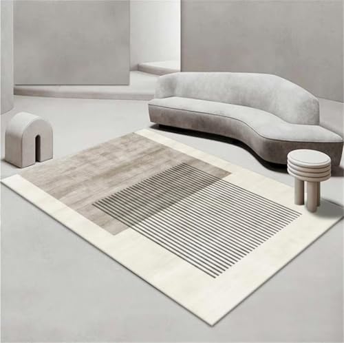 Tapis de salon lavable beige 200x200 cm antidérapant et moderne - 2