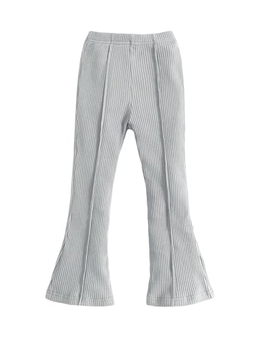 Image of WDIRARA Toddler Girl's Ribbed Flare Leg High Waisted Elastic Waist Cute Simple Pants