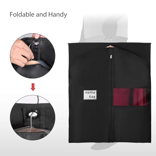 Univivi 60 Inch Lightweight Long Garment Bag for Hanging Clothes, Breathable Full Zipper Gown Dress Cover Bag with Clear Window and ID Card Holder for Suits, Long Dress, Coats -10 Pack
