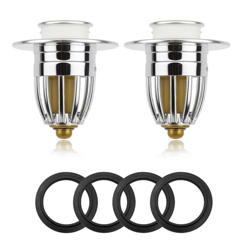 2 PCS Tapón de Lavabo Universal, Tapón Lavabo Click Clack Pop-Up con Filtro Antibloqueo y Conectores de Silicona, Compatible con Orificio de Drenaje 32-42mm para Baño, Cocina y Fregadero