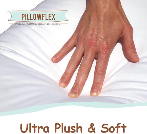 Image of Pillowflex Synthetic Down Pillow Insert 14x28 in - Karate Chop Pillow | Large Rectangle Sham Form, Plush Polyester Cotton Blend, Cloud-Like Comfort, Clump-Resistant Fill, Smooth Elegant Finish