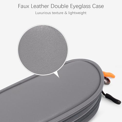 Image of Double Eyeglasses Case Soft Portable Zipper Sunglasses Pouch with Keychain Clip for Men Women