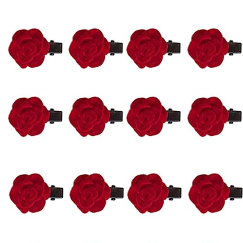 Mini Rose Hair Clip for Women Girls Red Flower Barrettes Headpiece Vintage Pins for Gift (8)