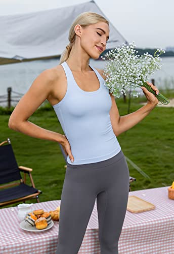 Ukaste Women's Studio Essential Racerback Tank Top Yoga Performance Workout Tops (Sky Blue, 6) #TOP1