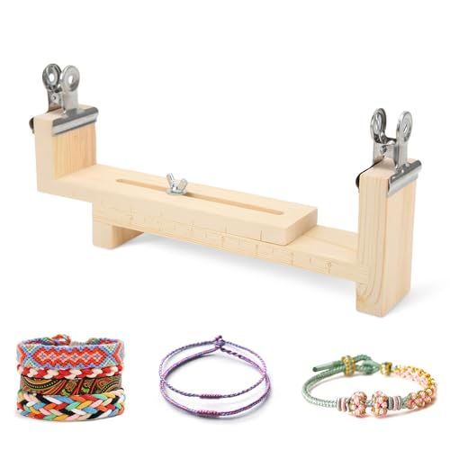 Cyrank Armbandmacher, verstellbare Länge Paracord Jig Armbandmacher Holzrahmen Paracord Flechten Weben DIY Bastelwerkzeug