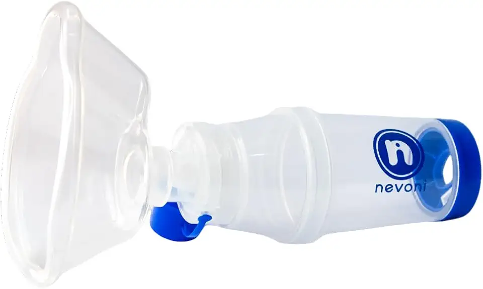 Espaçador Medicamentos Nevoni Azul | Valvulador Bipartido Inalação Adulto Infantil