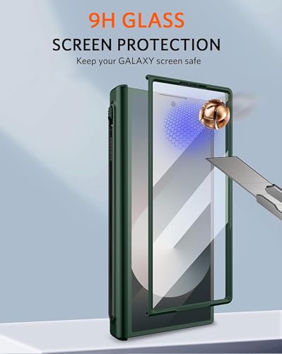 Image of Kapa Geometric S Pen Holder Hinge Protection Back Cover for Samsung Galaxy Z Fold6 / Fold 6 | Slim Shock Proof Case with Inbuilt Glass & S Pen Slot (Green)