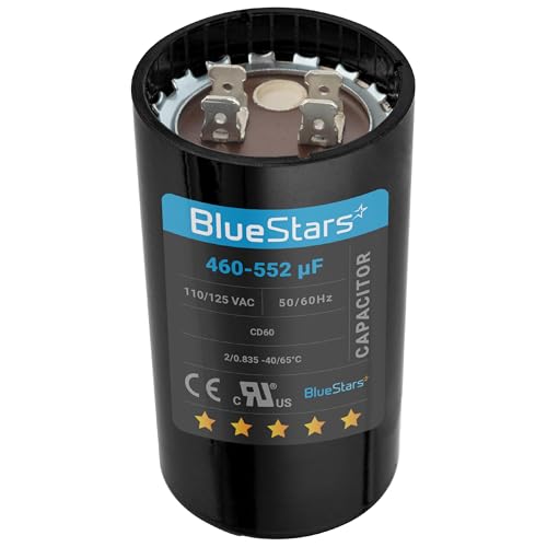 [2025 Upgraded] BlueStars 460-552 uF MFD 110-125 VAC Volts CD60 50/60 Hz Round Motor Start Capacitor - Universal Fit for AC Motor Run or Fan Start and Cool or Heat Pump Air Conditioner