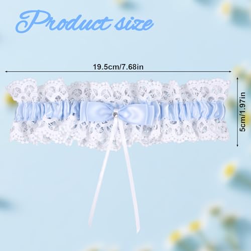 Bride Wedding Garter, Bow Blue Lace Stretchable Leg Garter Elegant Wedding Accessories for Women Girls Bridal Shower Parties2