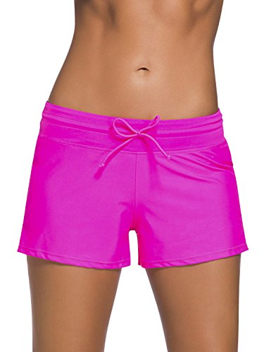 Dolamen Donna Pantaloncini da bagno, Costumi da bagno corto con coulisse regolabile Mini Bikini costumi da bagno 3XL Rosa