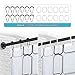 Misounda Corner Shower Curtain Rod Adjustable L Shaped Shower Curtain Rod Drilling Install Stainless Steel Curved Shower Rods 27.6-39.4×43.3-67 With 24 Rings For Bathroom,Bathtub,Fitting Room-Black