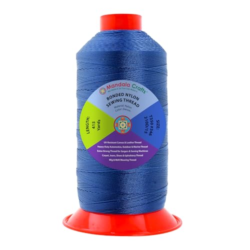 Mandala Crafts Size 346 210D T350 Denim Bonded Nylon Thread, 415 YDs