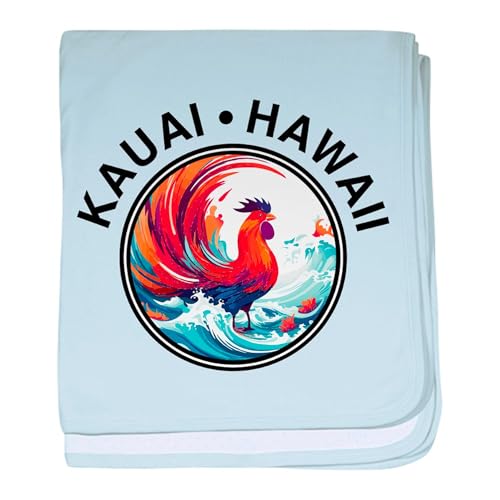 CafePress Kauai Hawaii Rooster (with Black Lettering) Baby Blanket, Super Soft Newborn Swaddle