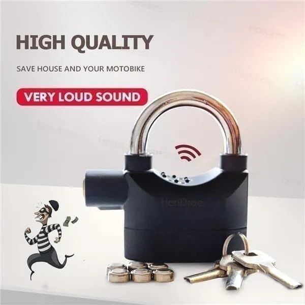 Image of Anti Theft Security Electric Touch Siren Motion Sensor Digital Loud Alarm Lock with 3 Keys for Home, Office, Shop and Bikes (Black, 1 Piece)