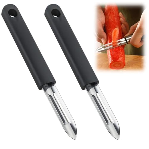 Yuiturt 2 Stück Edelstahl Sparschäler Gemüseschäler Kartoffelschäler, 17 cm Edelstahl Teilmattiert Potato Peeler Profi Sparschäler Geeignet zum Schälen von Kartoffeln, Karotten und Gurken