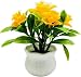 Cauaoa Yellow Artificial Flowers, Fake Flowers, Artificial Plants Indoor, Artificial Potted Plants 5 Rose Flower Head Wedding Faux Floral Bonsai Indoor Outdoor Desktop Decoration