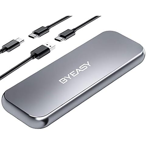 M.2 NVME SSD Enclosure Adapter BYEASY Aluminum Solid State Drive External Enclosure USB 3.1 Gen 2 10 Gbps M-Key USB 3.1 NVMe PCIe M.2 SSD Enclosure Fits NVMe PCIe 2230/2242/2260/2280, Type A & C cable Cover