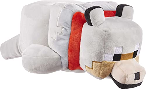 Mattel Minecraft - Figura de peluche de lobo de peluche de 12 pulgadas, muñeca suave inspirada en el personaje del videojuego, juguete coleccionable