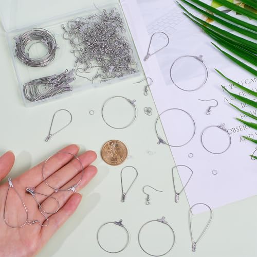SUNNYCLUE 1 Box 360Pcs Earring Beading Hoop Set Earring Making Kit Stainless Steel 60Pcs Beading Hoop 100Pcs Hooks 100Pcs Jump Rings 100Pcs Ear Nuts for Jewellery Making Findings Earrings DIY Crafts - Image 4