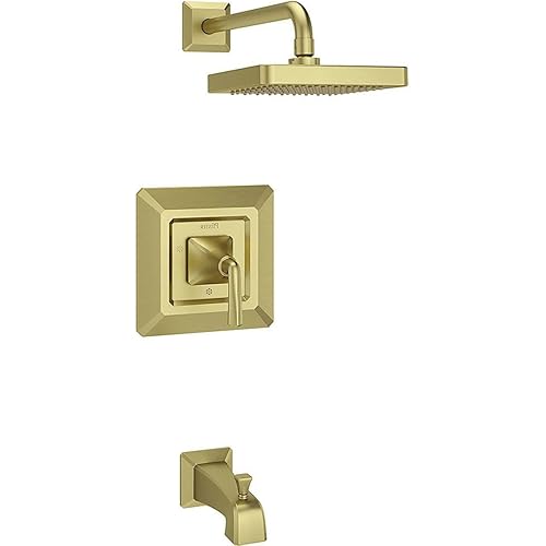 Pfister, LG89-8FEBG, Park Avenue Single Handle Tub and Shower Trim Package with Single Function Rain Shower Head, Brushed Gold