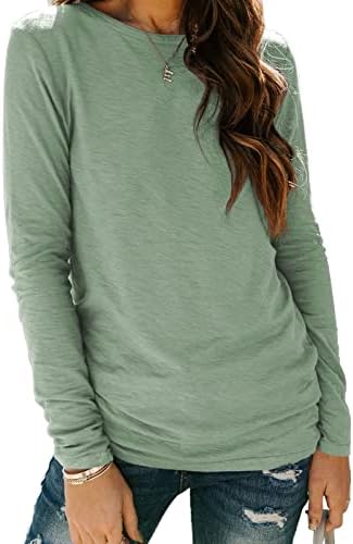 AUTOMET Womens Long Sleeve Round Neck Shirts Basic Tee