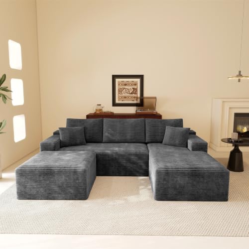 Image of Modular Cloud Sectional Sofa, Oversized Corduroy Boneless Couch | Luxury Comfort, Deep Seat, Couches for Living Room and Apartment, No Assembly Required