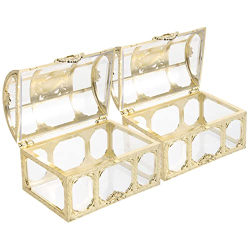 FONDOTIN 2個ヴィンテージジュエリーボックス 金色 結婚式用ジュエリー収納ケース ストレージボックス クリエイティブな宝箱デザイン 女性向け に 収納と耐久性を兼ね備 実用的なアイテム