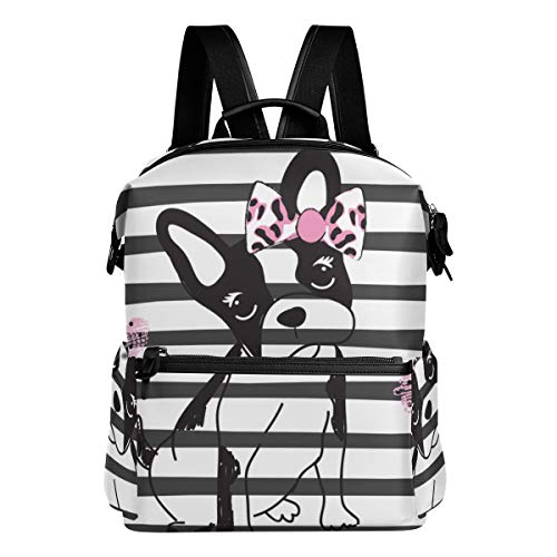 Preisvergleich Produktbild KIMDFACE RucksackNette französische Bulldoggen Welpen IllustrationLaptoptaschen Casual Print Umhängetasche Student Daypack Reisen Wandern Camping Packs(29 * 16 * 38 cm)