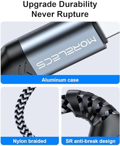 MORELECS Aux to USB C, 3.3ft Aux Cord to USB C Compatible with iPhone 15/16/17, Galaxy S24/S23, iPad Pro, Pixel - Type C to 3.5mm Cord for Car, Headphones, Speakers - 4