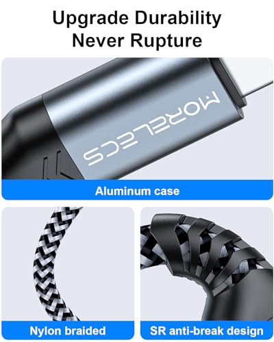 image for MORELECS Aux to USB C, 3.3ft Aux Cord to USB C Compatible with iPhone 