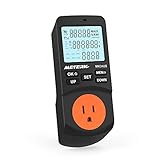 Energy Meter, Meterk Plug-in LCD Watt Energy Meter Electricity Energy Monitor with 12/24 Hours Mode and 2 Modes 2 Calculation Method Timed Off Timer