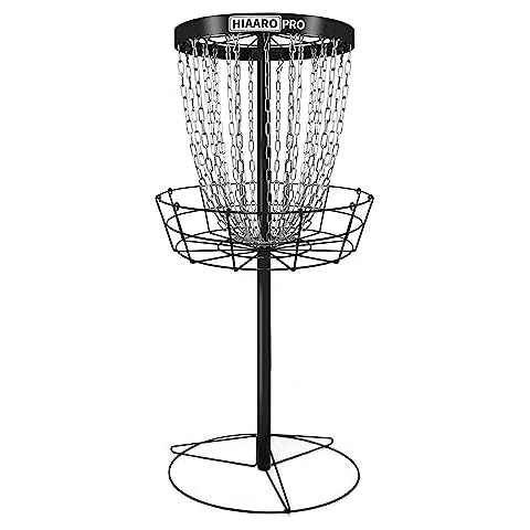 HIAARO Portable Disc Golf Basket with 24 Chains Cover