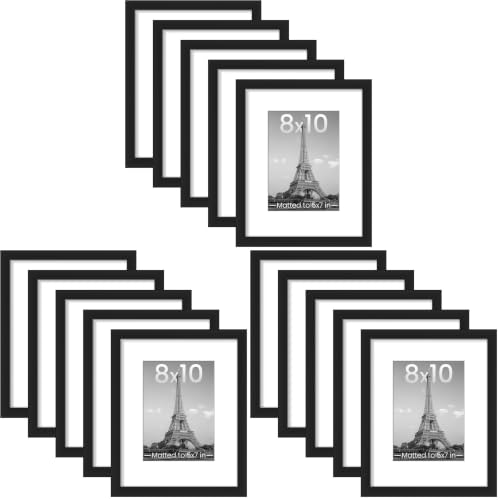 Image of upsimples 8x10 Picture Frame Set of 5, Display Pictures 5x7 with Mat or 8 x 10 Without, Wall Gallery Photo Frames, Black (Pack of 3)