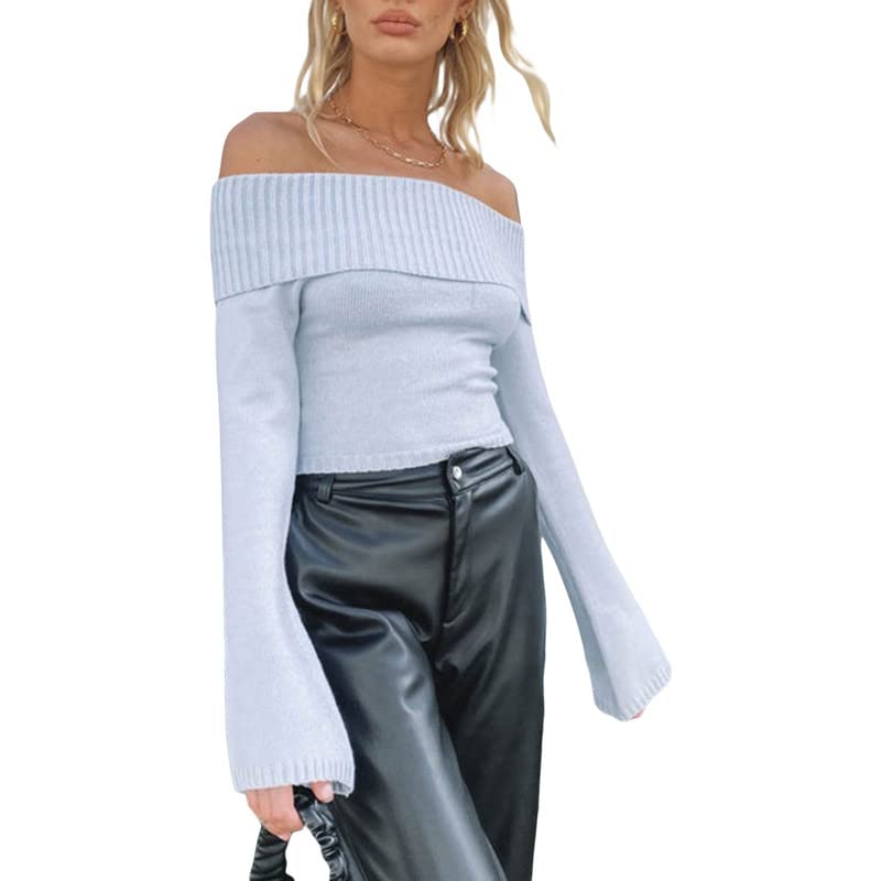 Women Sexy Knit Slim Crop Tee Shirts Square Neck Cutout Long Sleeve Sweater Casual Blouse Ribbed Tops4