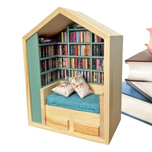 Genérico Juguetes Anti estrés Miniatura Estantería Libros,Estantería Pequeña de Madera Decoración para Rincón | Librero Puzzle Organización para Habitación | Decoración del Hogar para Niñas Y