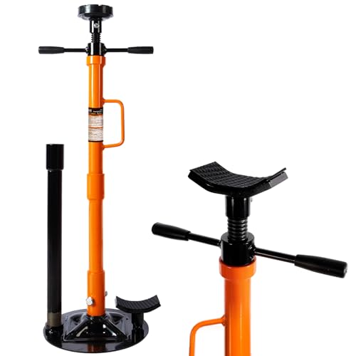 Underhoist Support Stand 1-Ton Capacity 3-Section Adjustable Height 34.8 to 70.9 Self-Locking Threaded Screw with Thrust Bearing Pole Jack 2 Replaceable Saddles for Vehicle Component Support
