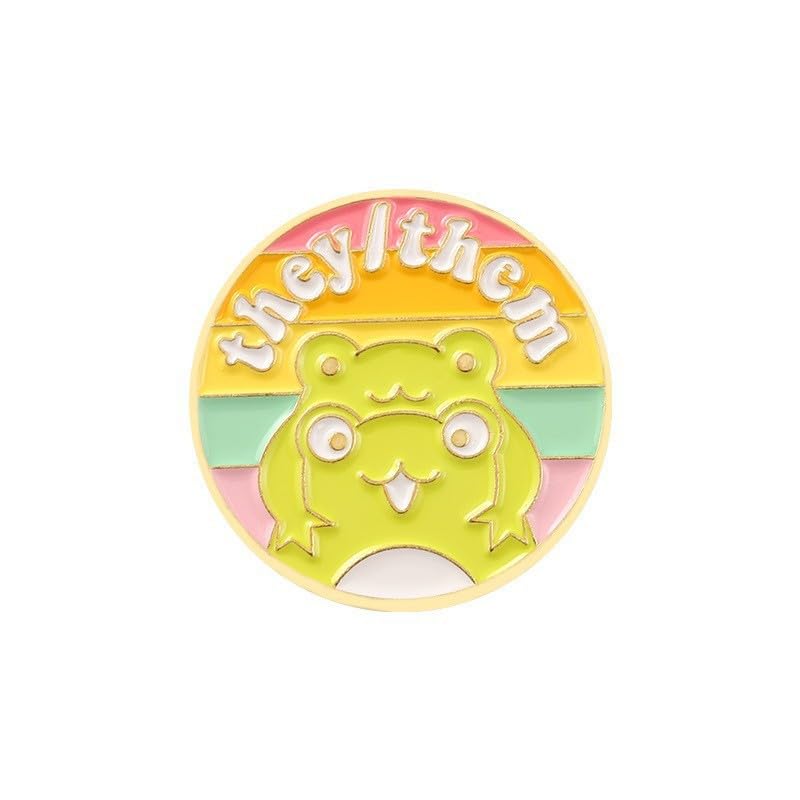 LGBTQ Pronouns Cute Frog Pin?Gender identity pin for Jackets Backpacks-they/them